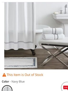 Fieldcrest Luxury Border Stripe Shower
Curtain, White & Navy Blue, Like New
